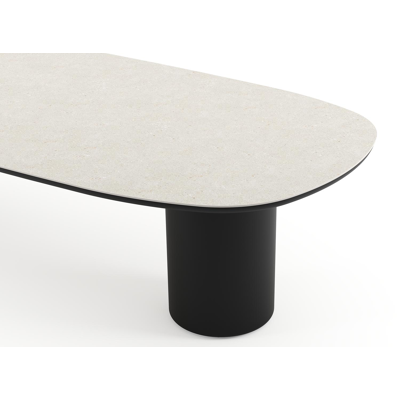 Amico tuintafel bombo in zwart aluminium en volkeramiek Shilin - L 320 x B 130 x H 73.5 cm