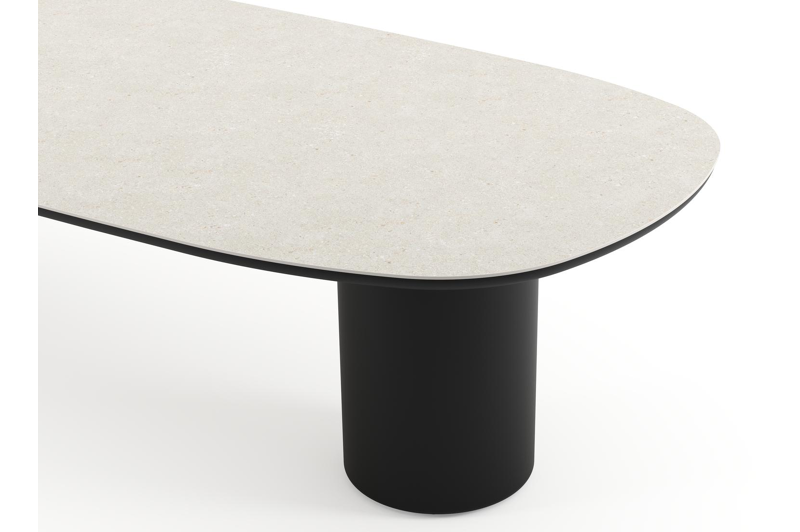 Amico tuintafel bombo in zwart aluminium en volkeramiek Shilin - L 320 x B 130 x H 73.5 cm