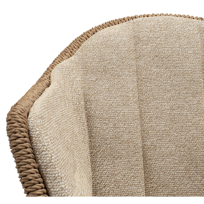 Pagino tuinstoel in wit aluminium en bruin ronde wicker met zitkussen in All Weather Cosytica Madagascar Oak