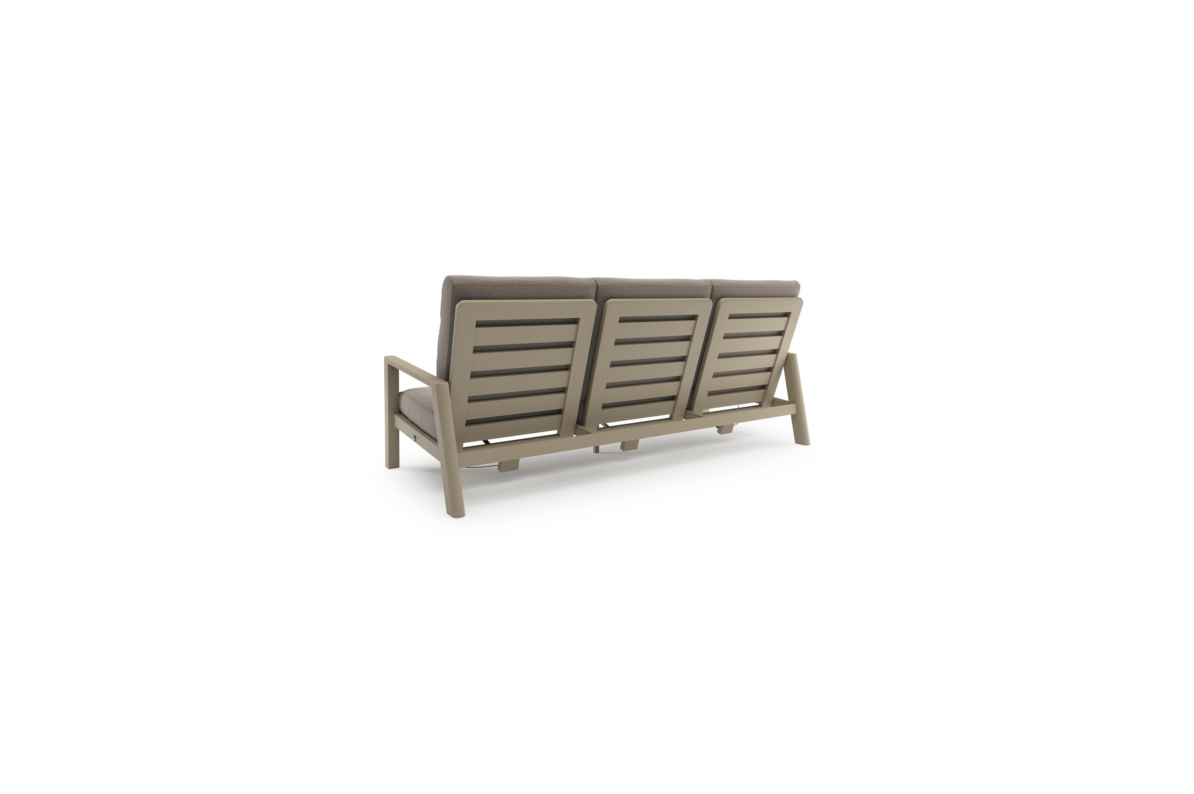 Cirello loungebank in beige aluminium met savane coconut all weather sunbrella® luxe kussen