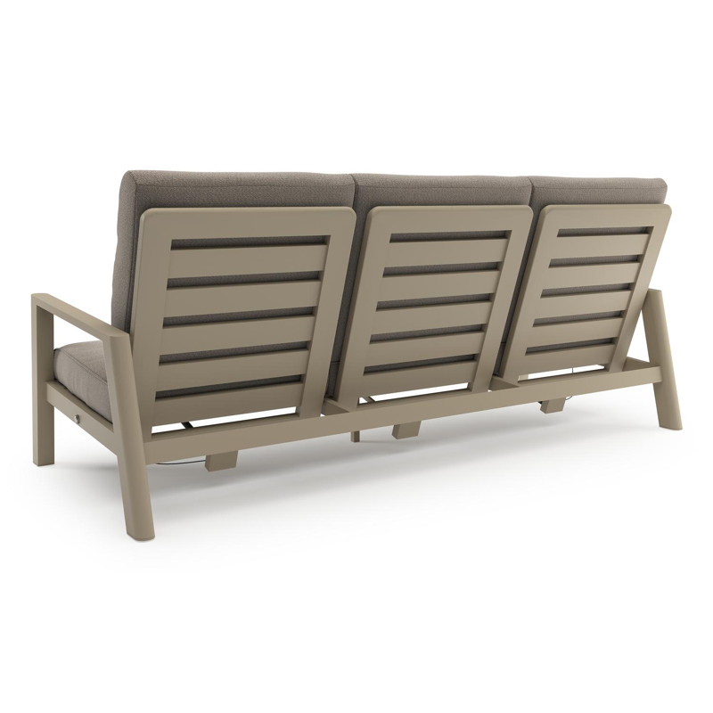 Canapé de jardin Cirello en aluminium beige et coussins en all weather sunbrella® luxe savane coconut