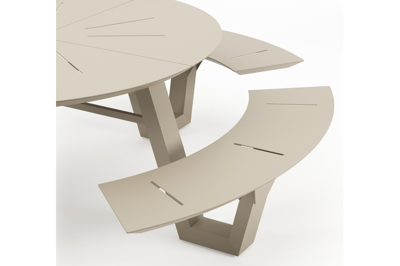 Rondino picknicktafel in beige aluminium - Dia. 236 cm