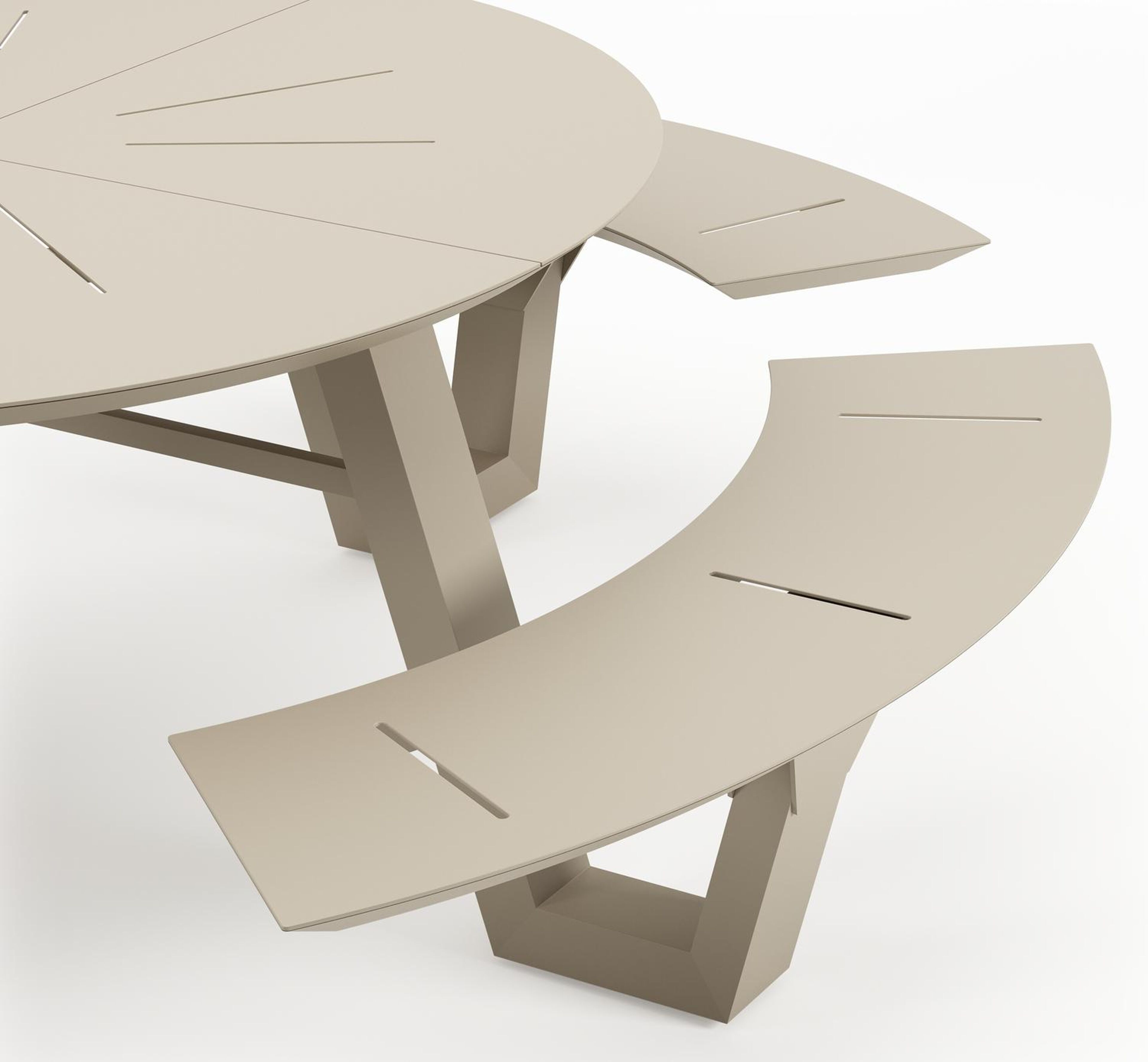 Rondino picknicktafel in beige aluminium - Dia. 236 cm