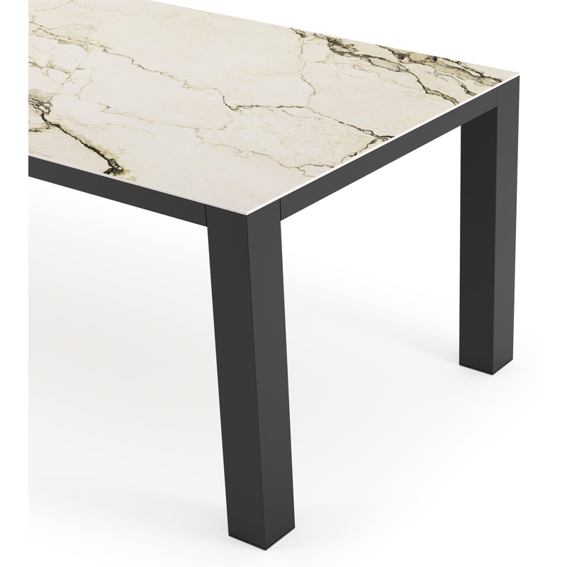 Nano tuintafel rechthoekig in zwart aluminium en volkeramiek colorado dunes - L 240 x B 100 x H 75 cm