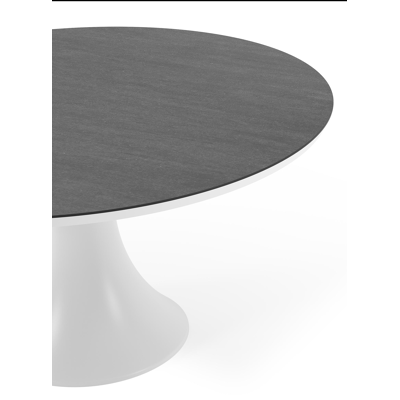Fano tuintafel rond in wit aluminium en volkeramiek Basalt Black - Dia. 148 x H 75 cm