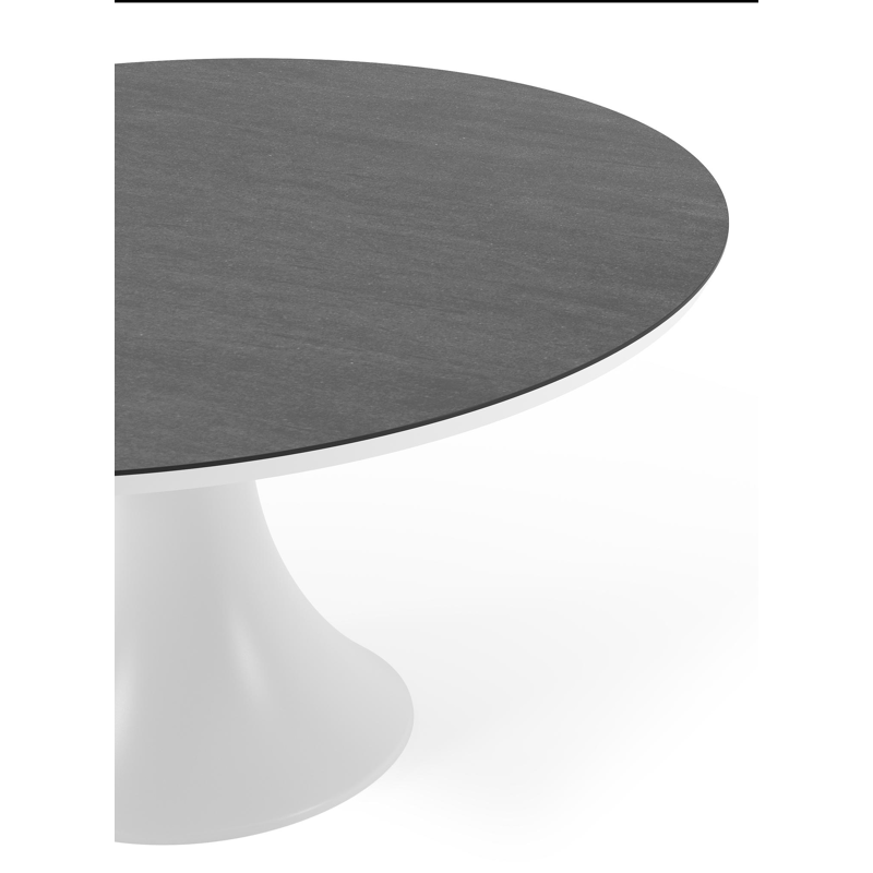 Fano tuintafel rond in wit aluminium en volkeramiek Basalt Black - Dia. 148 x H 75 cm