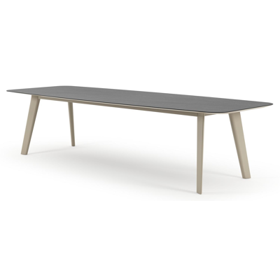 Lacrima tuintafel bootvorm in beige aluminium en volkeramiek Basalt Black - L 315 x B 115 x H 73 cm