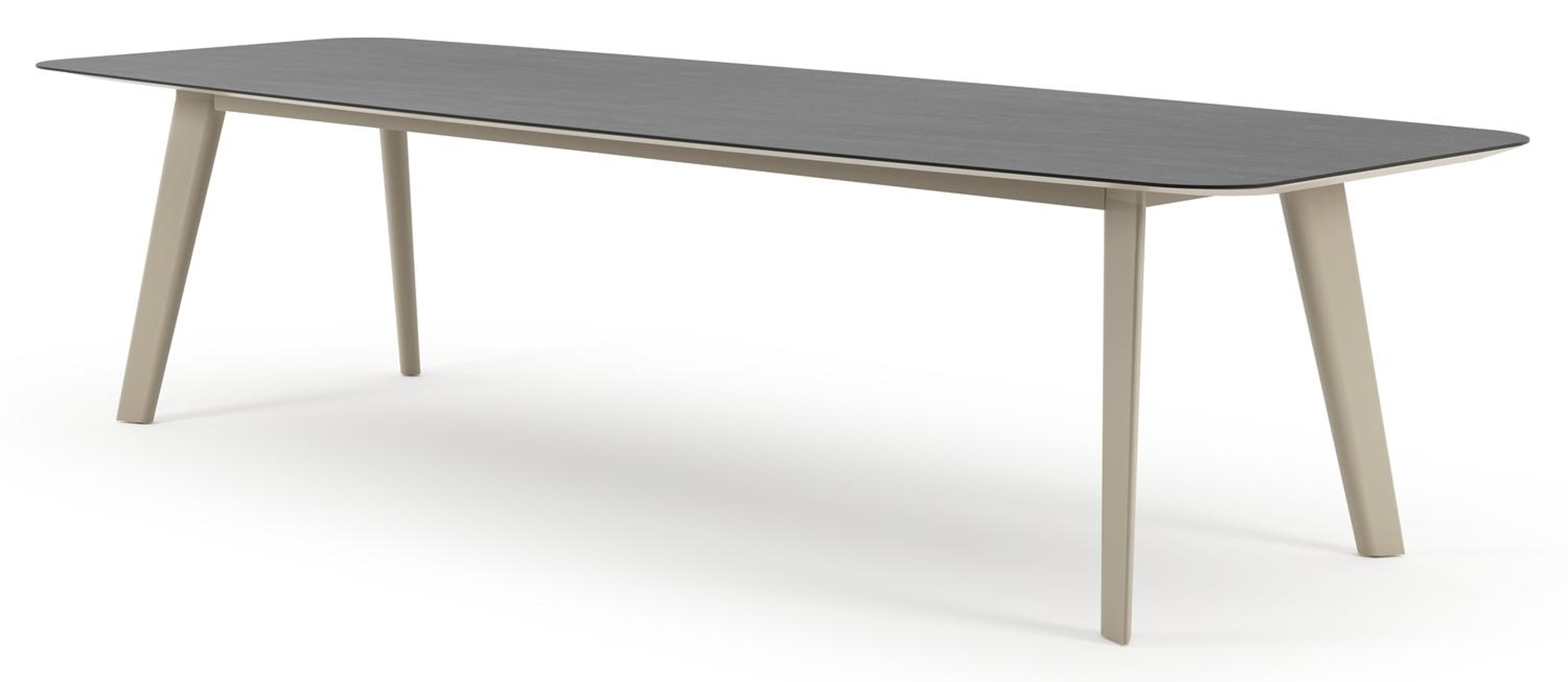 Lacrima tuintafel bootvorm in beige aluminium en volkeramiek Basalt Black - L 315 x B 115 x H 73 cm