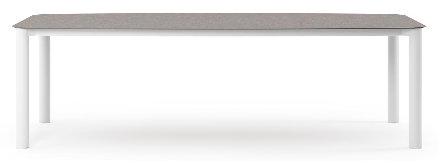 Orso tuintafel bootvorm in wit aluminium en volkeramiek Wulong - L 255 x B 115 x H 75 cm