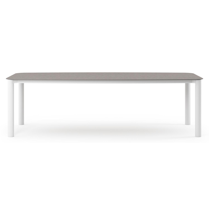 Orso tuintafel bootvorm in wit aluminium en volkeramiek Wulong - L 255 x B 115 x H 75 cm