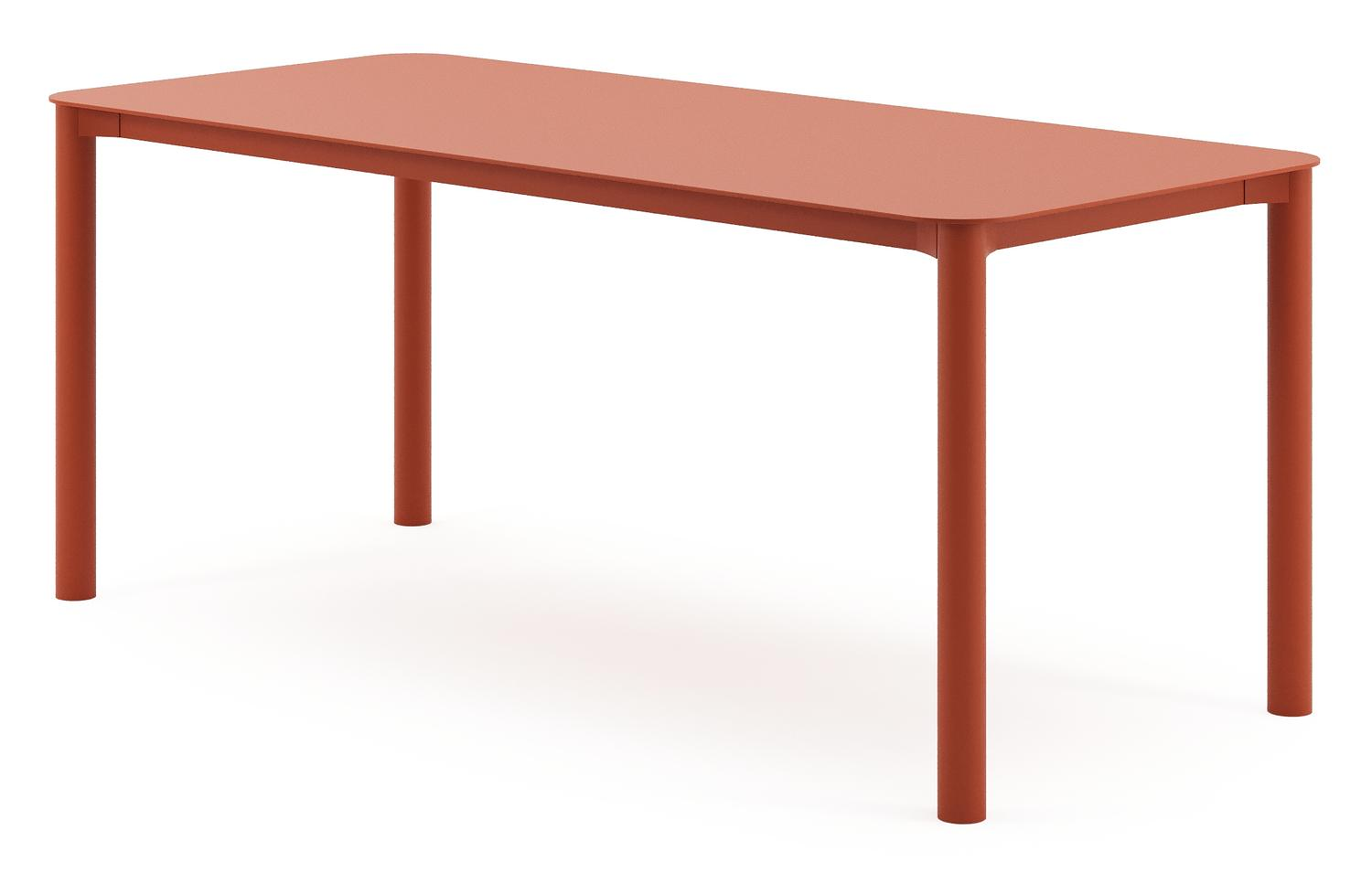 Table de jardin rectangulaire Orso arrondie en aluminium brun rouille - Lg. 200 x Lrg. 80 x Haut. 74,5 cm