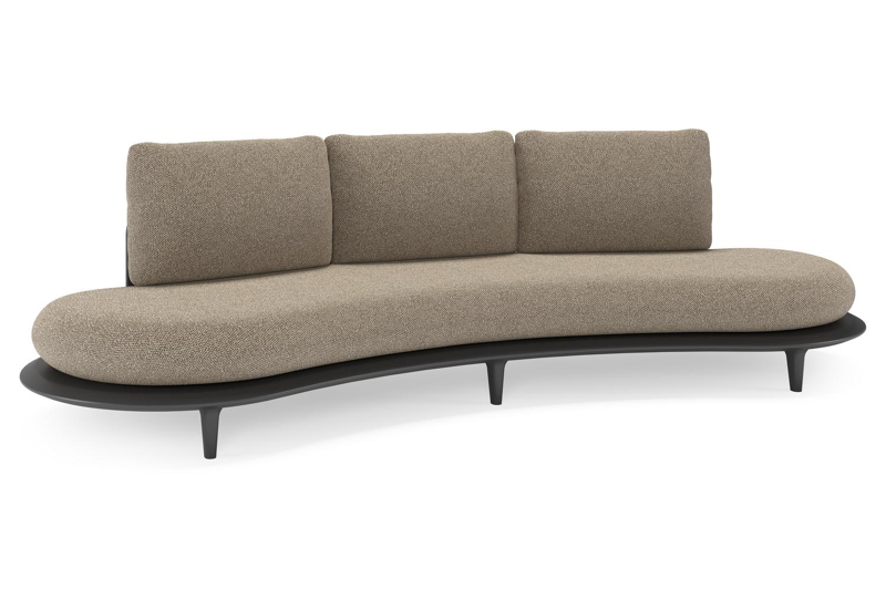 Bomero loungebank in zwart aluminium met madagascar burch all weather cosytica kussen