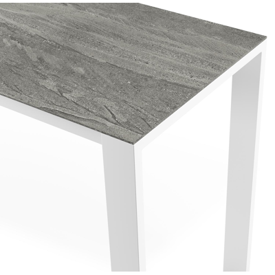 Verato bartafel in wit aluminium en volkeramiek Aspen Grey - L 220 x B 70 x H 105 cm