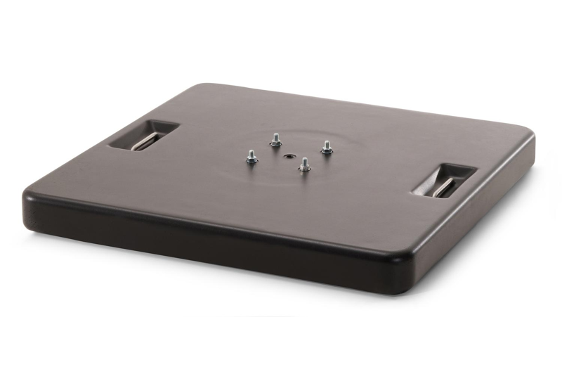 Avola zweefparasol met tiltfunctie in zwart aluminium en Natte Sooty Sunbrella® Premium parasoldoek - L1 300 x L2 300 cm met Pedito parasolvoet 120 kg