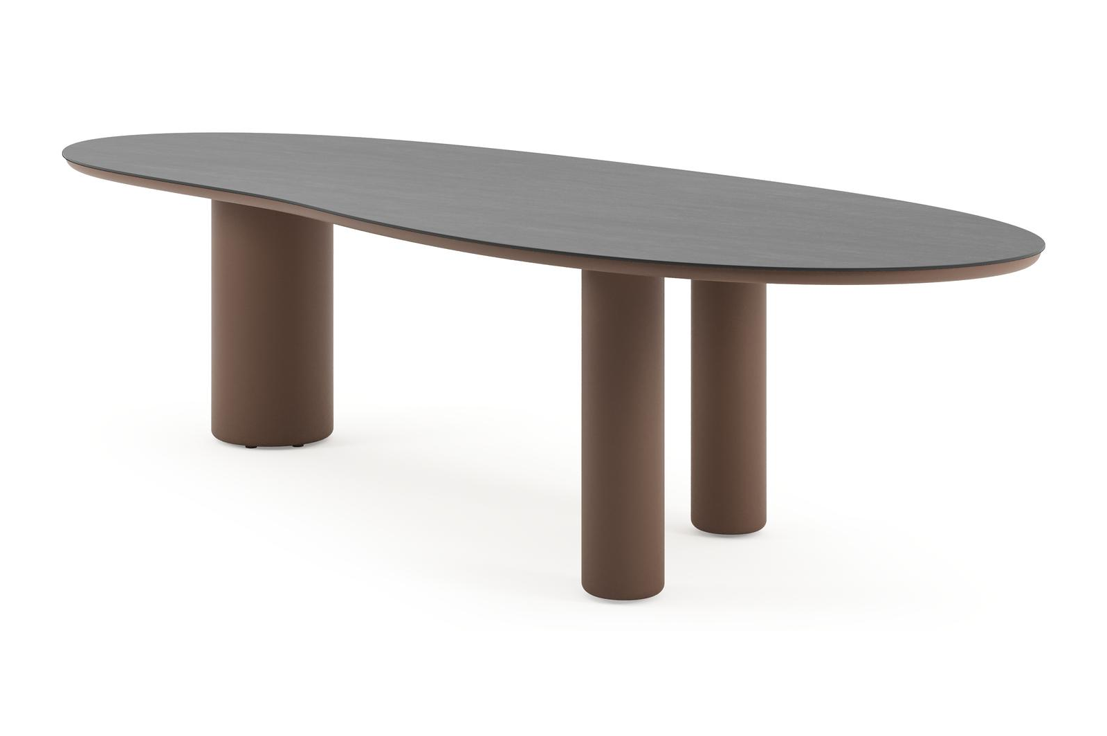 Amico tuintafel organisch in taupe aluminium en volkeramiek Basalt Black - L 320 x B 120 x H 73.5 cm