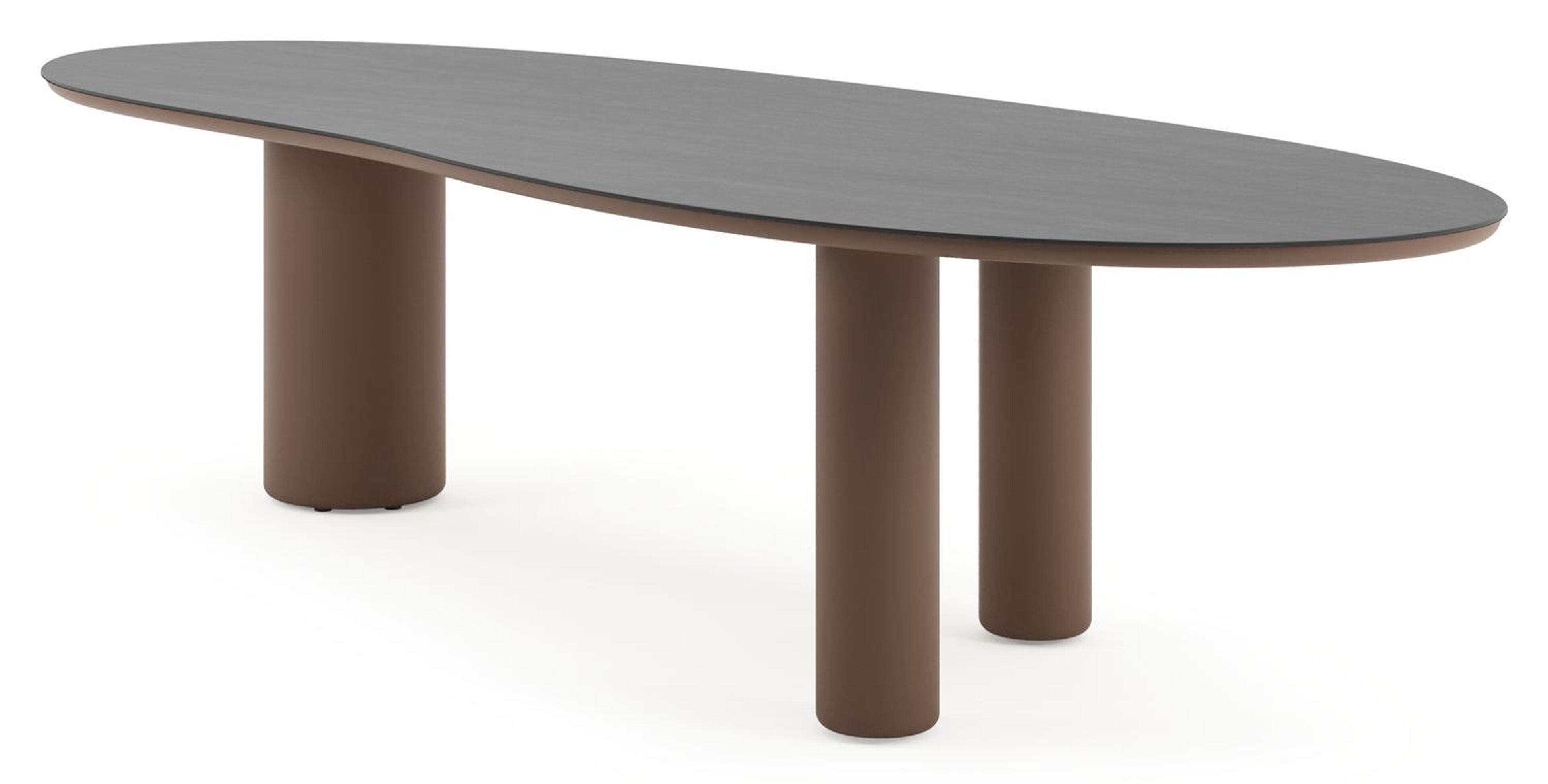 Amico tuintafel organisch in taupe aluminium en volkeramiek Basalt Black - L 320 x B 120 x H 73.5 cm
