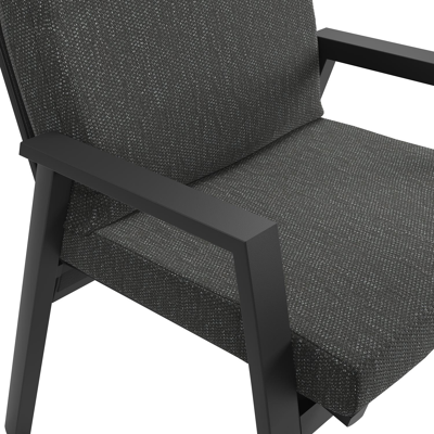 Leon tuinstoel in zwart aluminium en zwart textilene met kussen in Sky Black Weather+ Softtouch