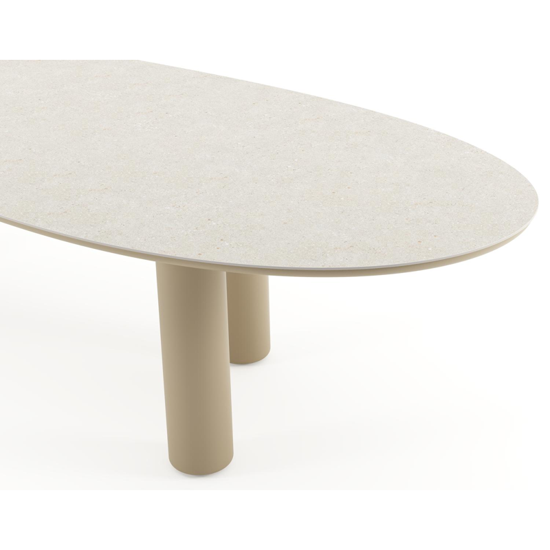 Amico tuintafel organisch in beige aluminium en volkeramiek Shilin - L 320 x B 120 x H 73.5 cm