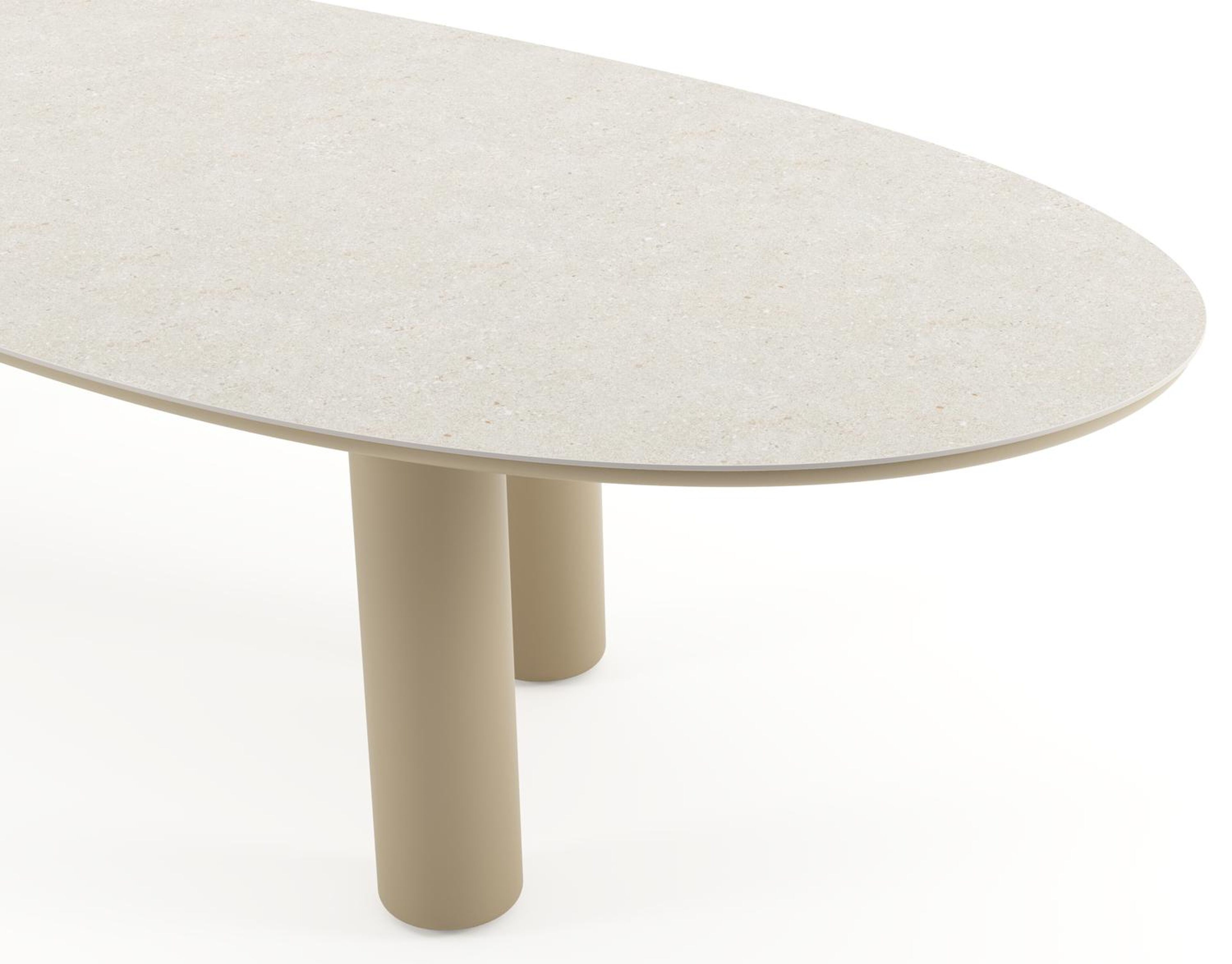 Amico tuintafel organisch in beige aluminium en volkeramiek Shilin - L 320 x B 120 x H 74 cm