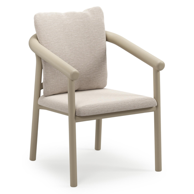 Amico stapelbare tuinstoel in beige aluminium met stoelkussen in All Weather Sunbrella® Luxe Slow Farafra