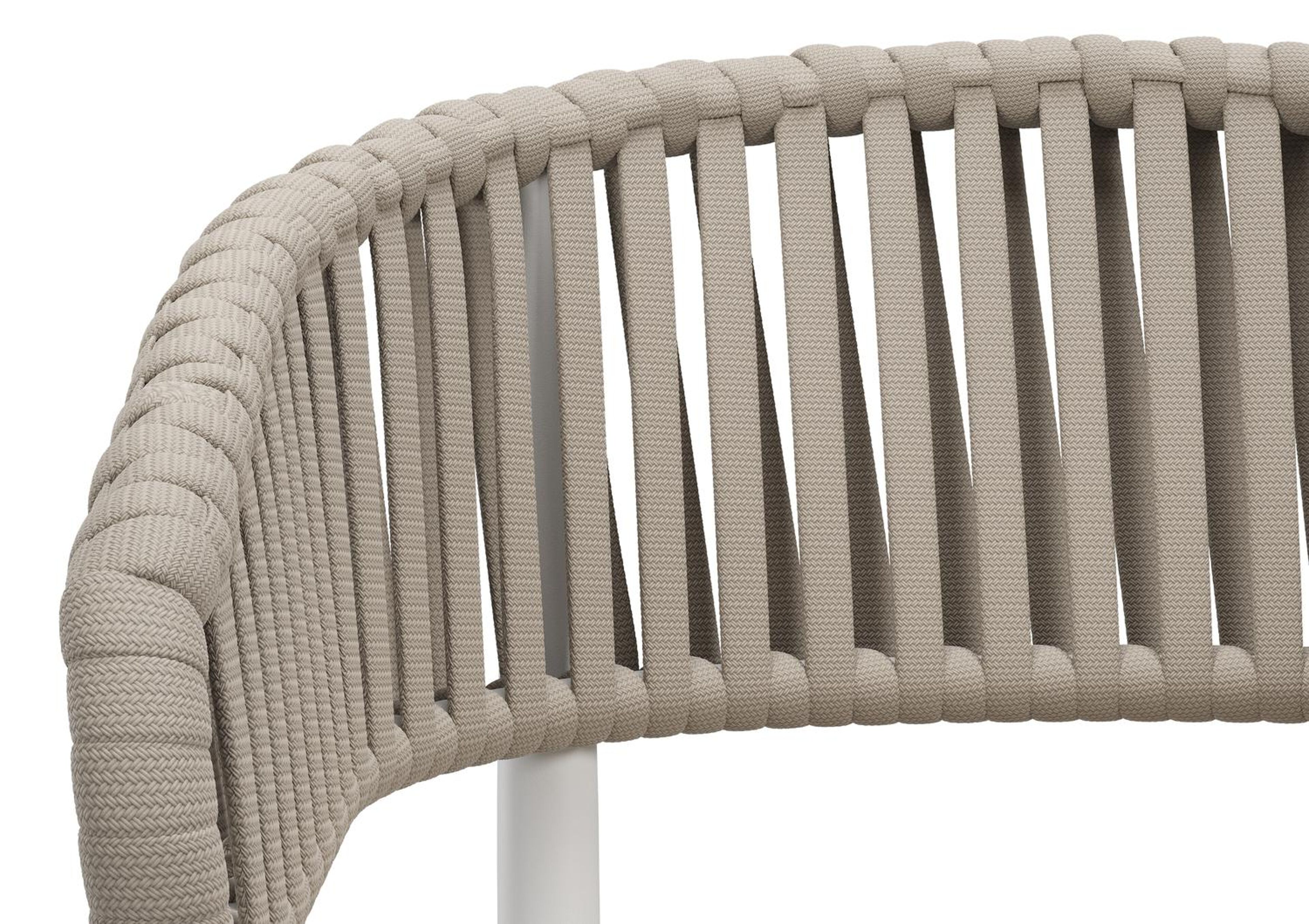 Tolfa stapelbare tuinstoel in wit aluminium en beige verticaal geweven luxe vlakke brede rope met stoelkussen in All Weather Cosytica Marbella Beige