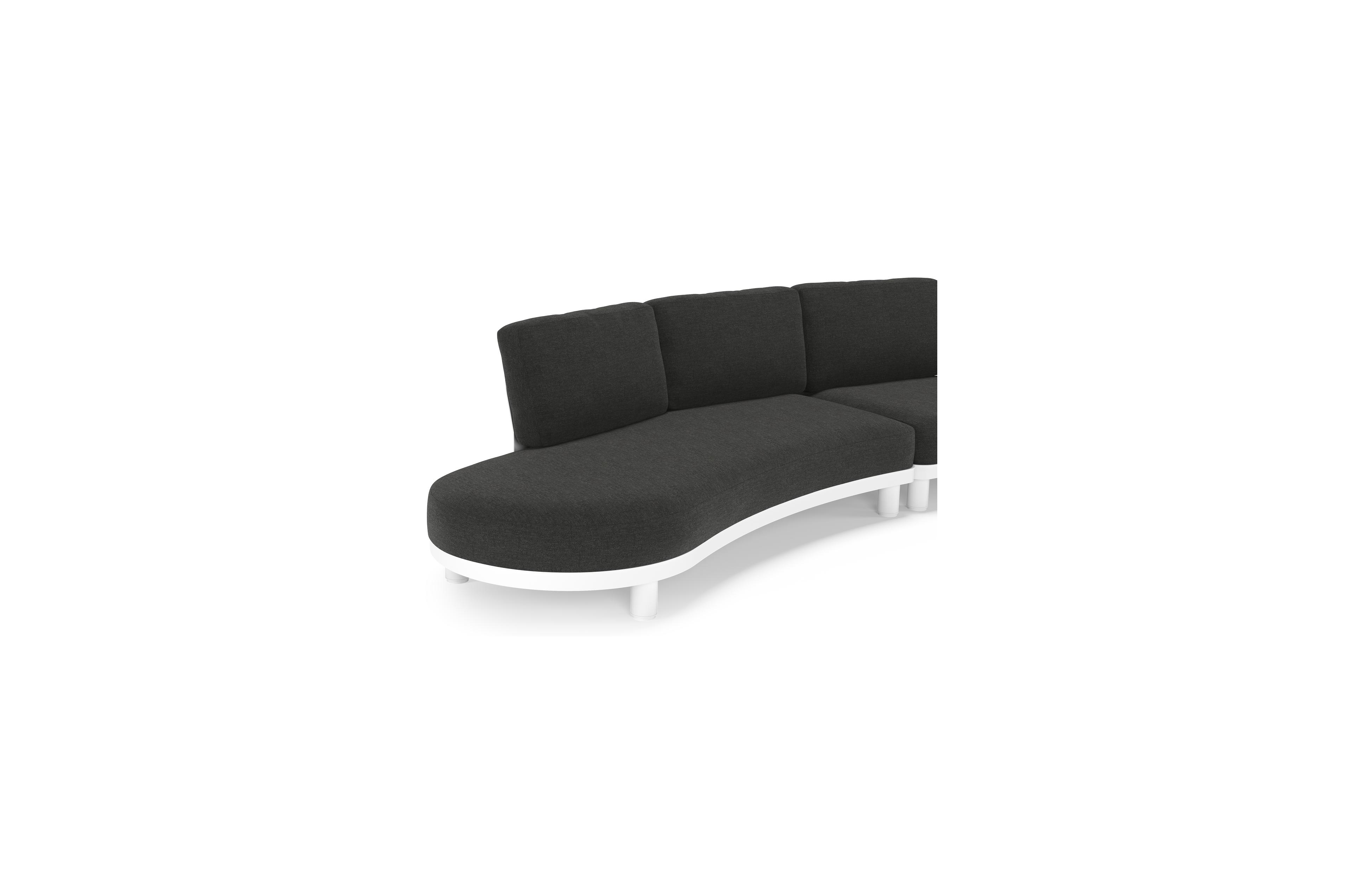 Donato loungebank in wit aluminium met all weather sunbrella® luxe Chartres Sooty kussen