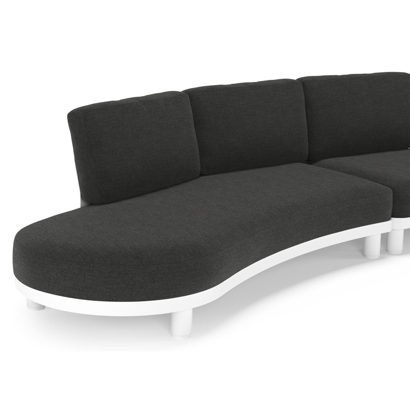 Donato loungebank in wit aluminium met all weather sunbrella® luxe Chartres Sooty kussen