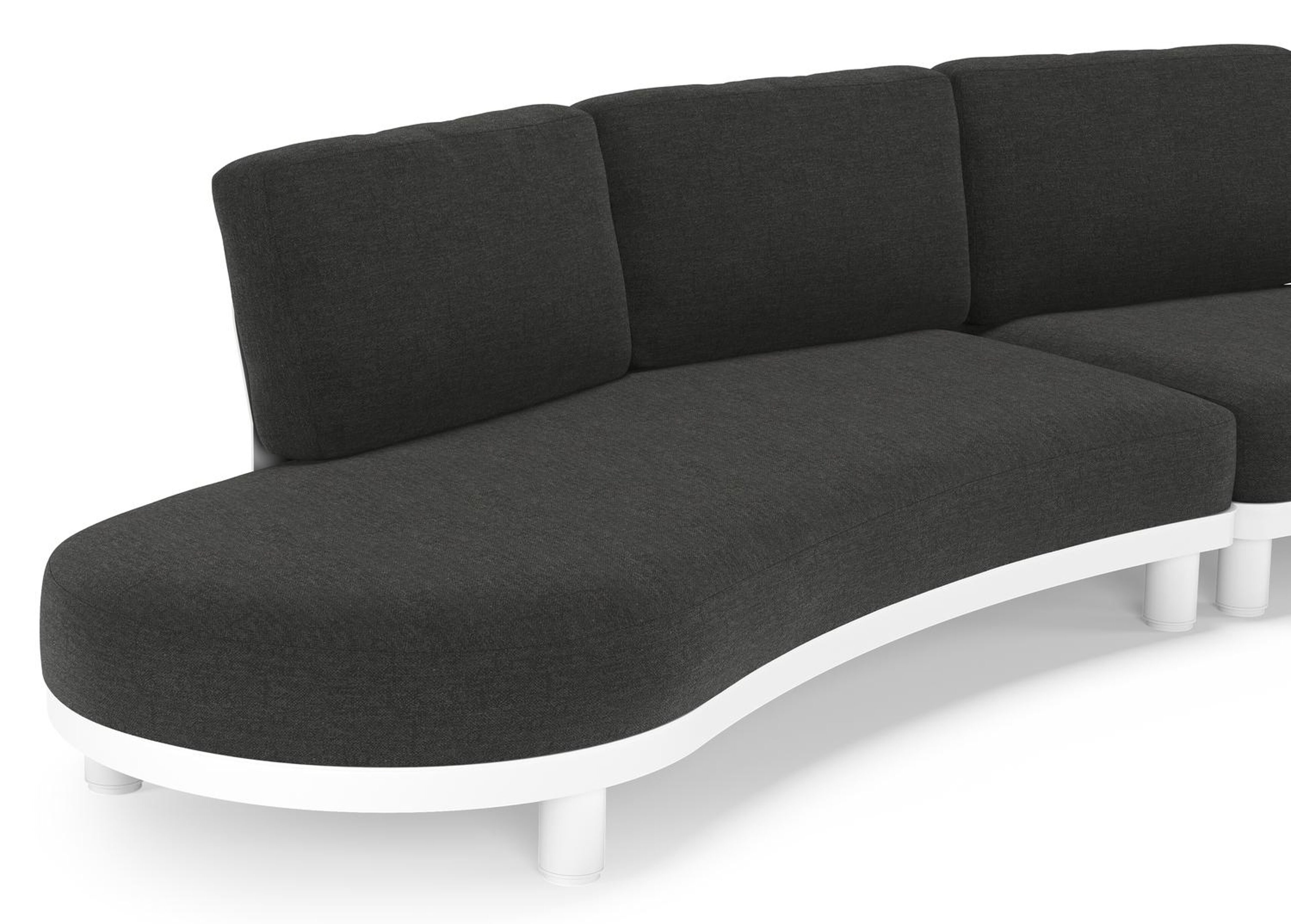 Donato loungebank in wit aluminium met all weather sunbrella® luxe Chartres Sooty kussen