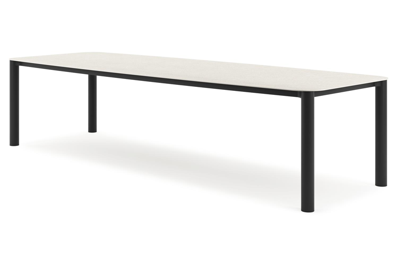 Orso tuintafel bootvorm in zwart aluminium en volkeramiek shilin - L 315 x B 115 x H 75 cm