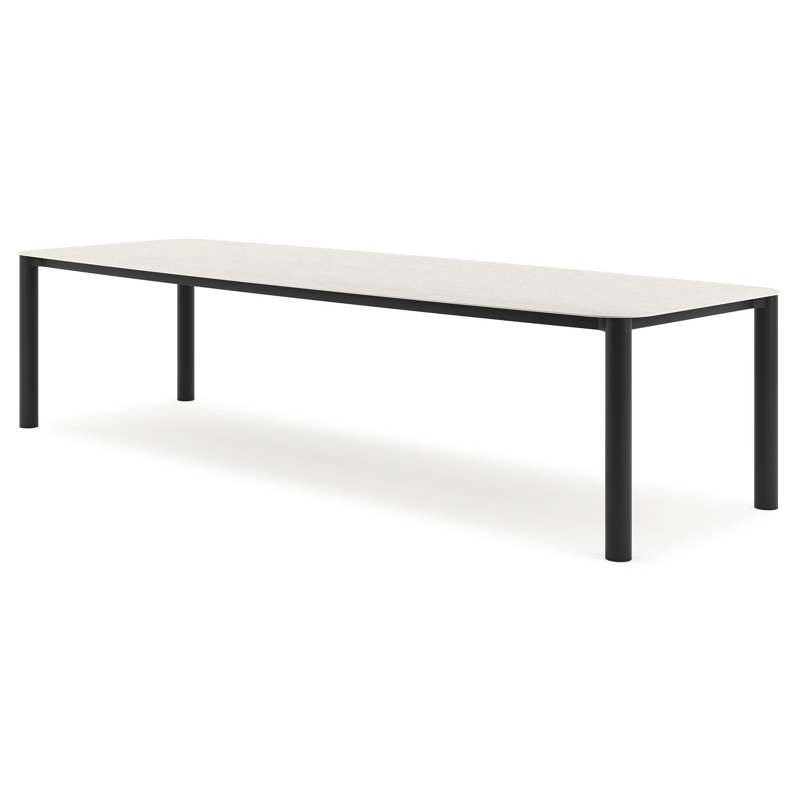 Orso tuintafel bootvorm in zwart aluminium en volkeramiek shilin - L 315 x B 115 x H 75 cm