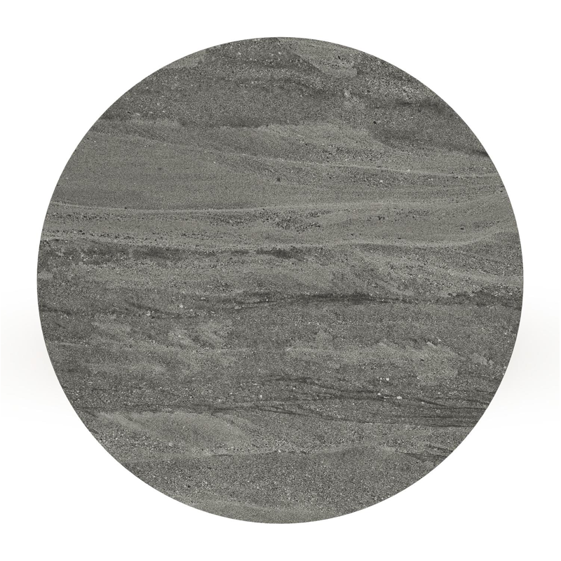 Table de basse Bomero en teck et céramique plein Aspen Grey - Diam. 85 x Haut. 20 cm