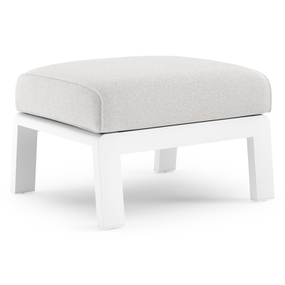 Cosenzo poef in wit aluminium met soul optik all weather solica kussen