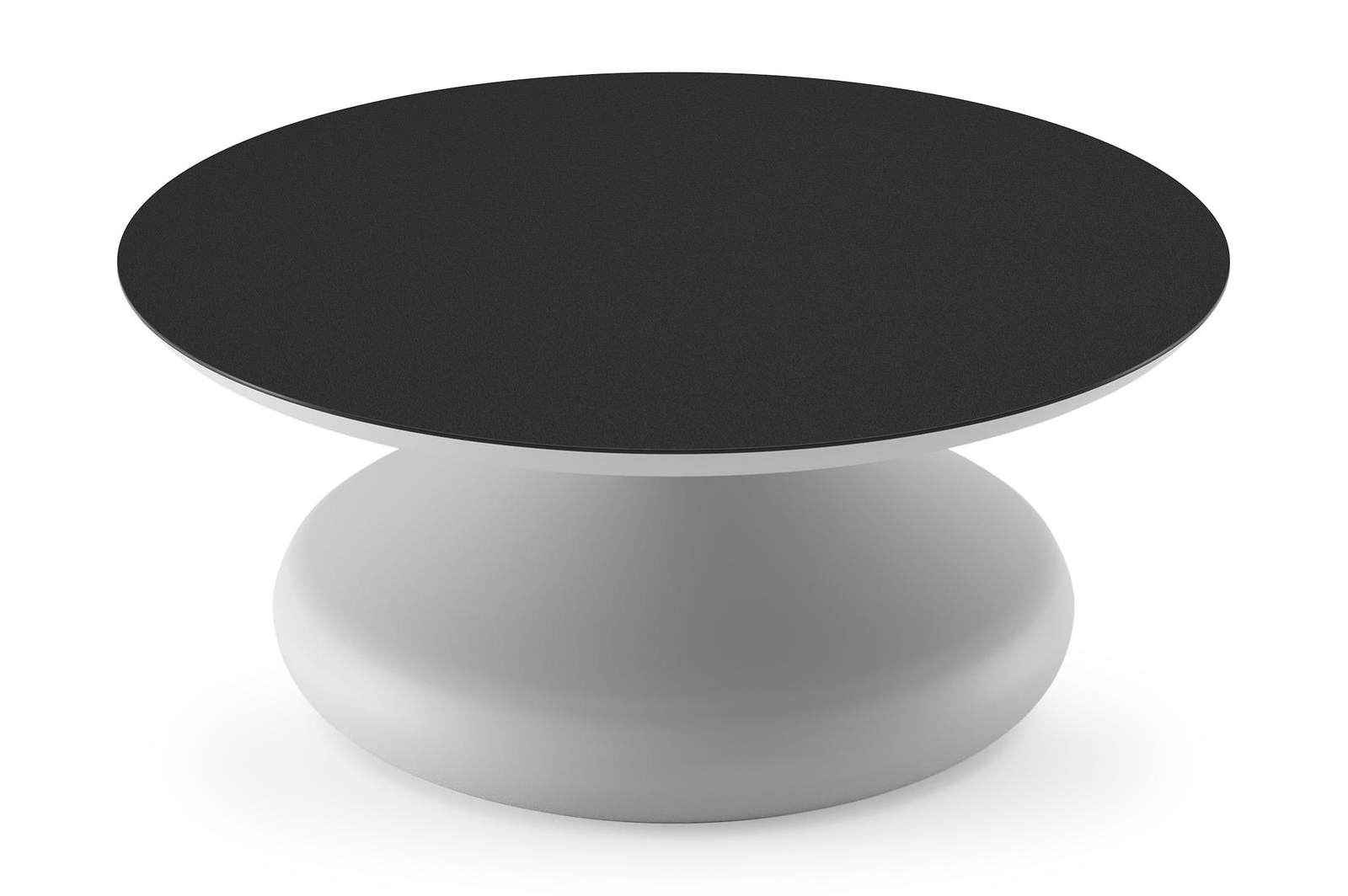 Bomero loungetafel rond in wit aluminium en volkeramiek Nero Black - Dia. 84 x H 32.2 cm