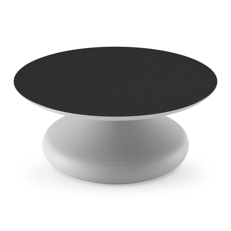 Bomero loungetafel rond in wit aluminium en volkeramiek Nero Black - Dia. 84 x H 32.2 cm