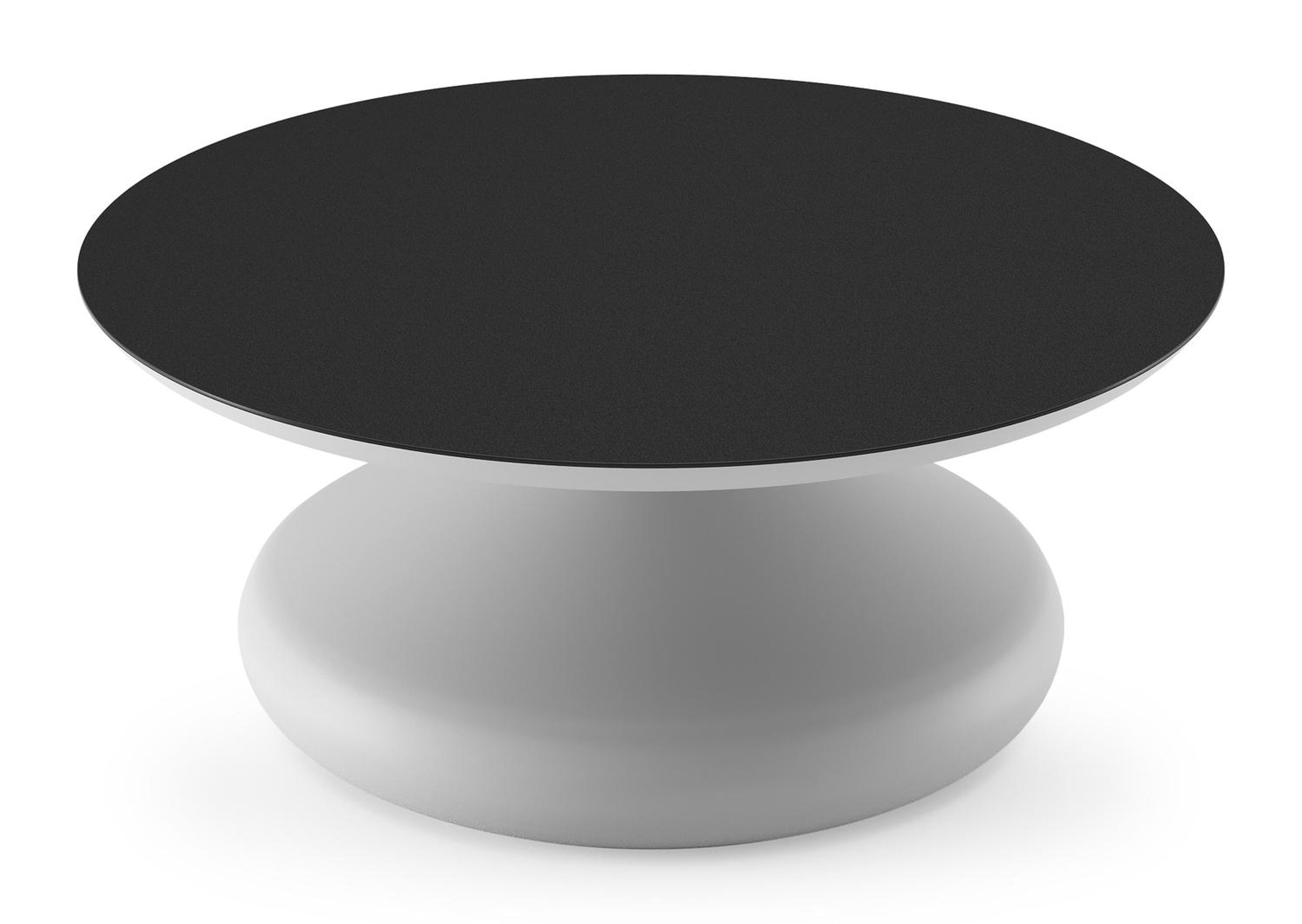 Bomero loungetafel rond in wit aluminium en volkeramiek Nero Black - Dia. 84 x H 32.2 cm