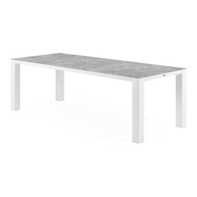 Nano tuintafel in wit aluminium en volkeramiek zaha stone - L 240 x B 100 x H 76 cm