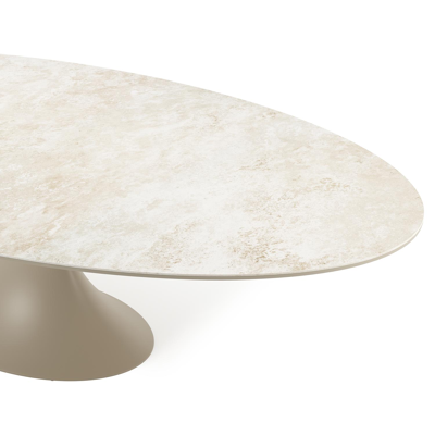 Fano tuintafel ovaal in beige aluminium en volkeramiek Rapolano - L 290 x B 148 x H 75 cm