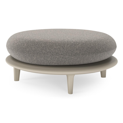 Bomero poef in beige aluminium met chartres drizzle all weather sunbrella® luxe kussen