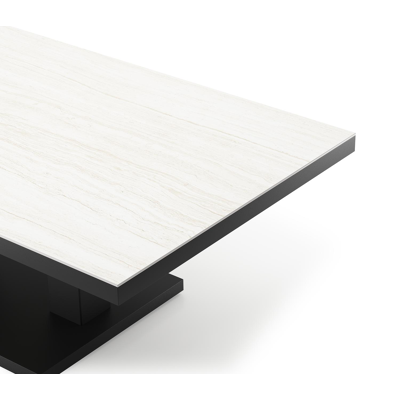 Cirello loungetafel in zwart aluminium en calista volkeramiek - L 140 x B 80 x H 71 cm