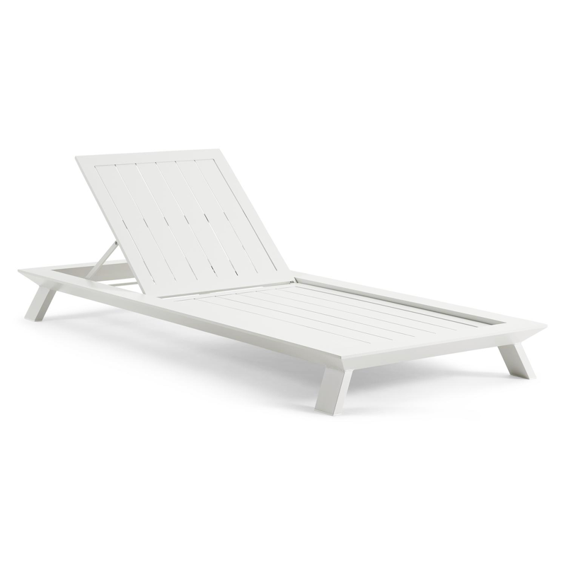 Cesano verstelbaar ligbed in wit aluminium met natte white all weather sunbrella® luxe kussens