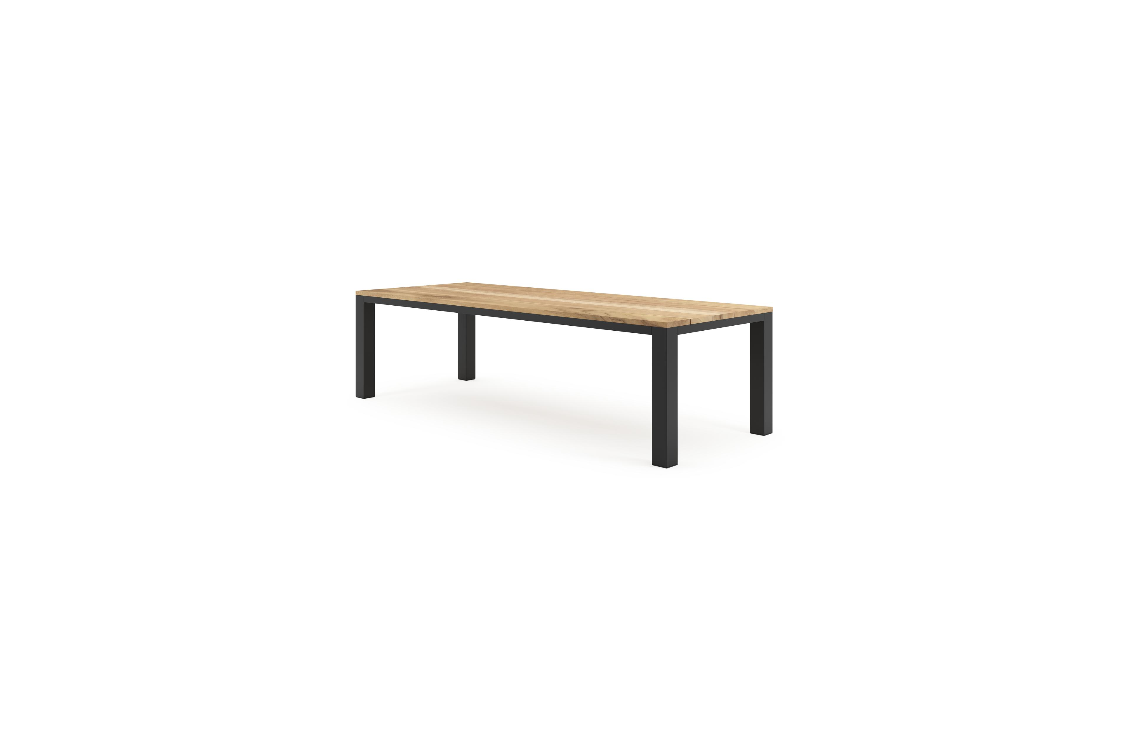 Nano tuintafel in zwart aluminium en teak - L 280 x B 110 x H 75 cm