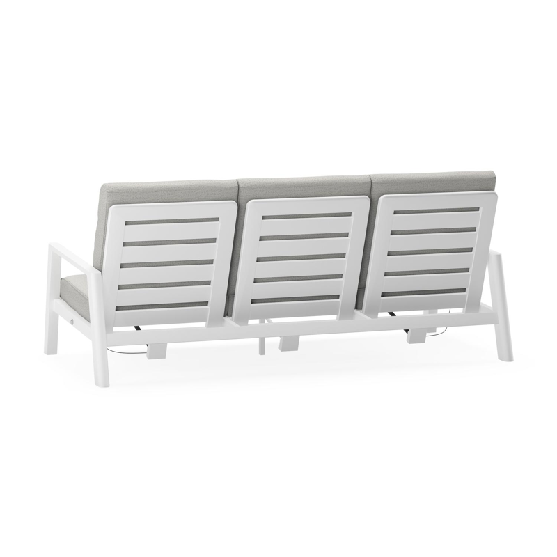 Cirello loungebank 3-zit in wit aluminium met savane nimbus all weather sunbrella® luxe kussen