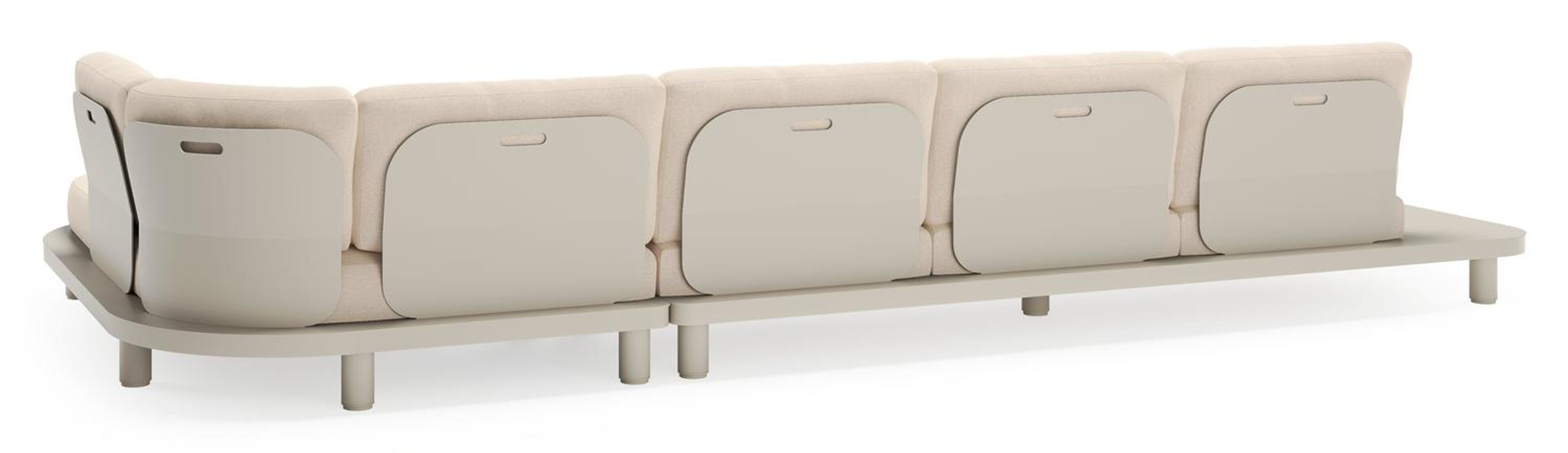 Salon de jardin d'angle Donato en aluminium beige et coussins en all weather sunbrella® luxe heritage papyrus