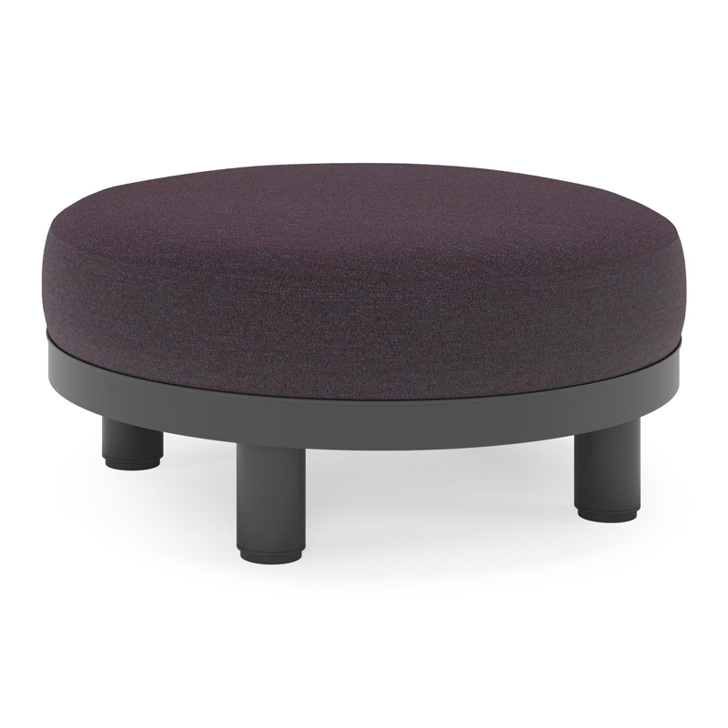 Donato lounge poef in zwart aluminium met All Weather Sunbrella® Luxe Tundra Red kussen