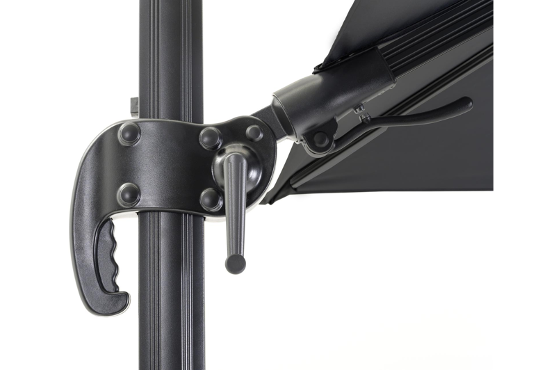 Avola zweefparasol met tiltfunctie in zwart aluminium met zwart sunbrella® premium parasoldoek - L1 200 x L2 300 cm (zonder voet)