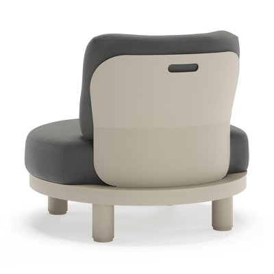 Donato loungestoel in beige aluminium met all weather sunbrella® luxe Natte Charcoal Chine kussen