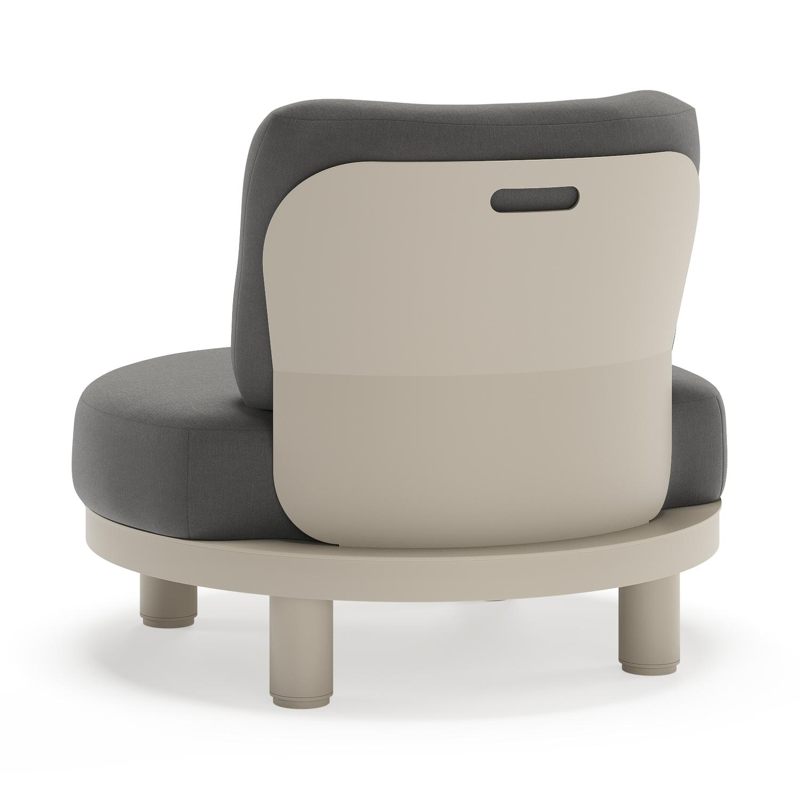 Donato loungestoel in beige aluminium met all weather sunbrella® luxe Natte Charcoal Chine kussen