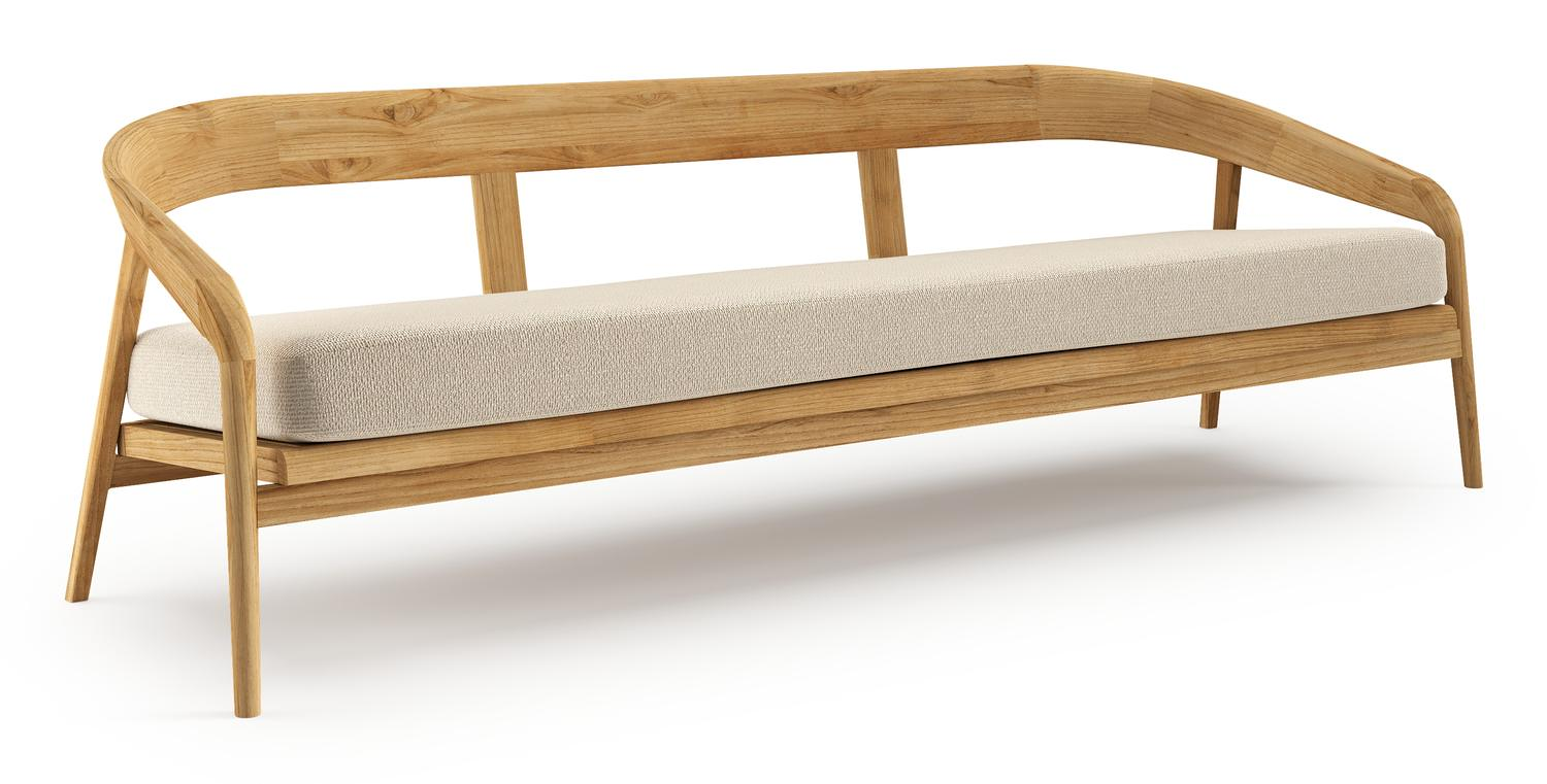 Lacrima loungebank in teak met althea chalk all weather Cosytica kussen