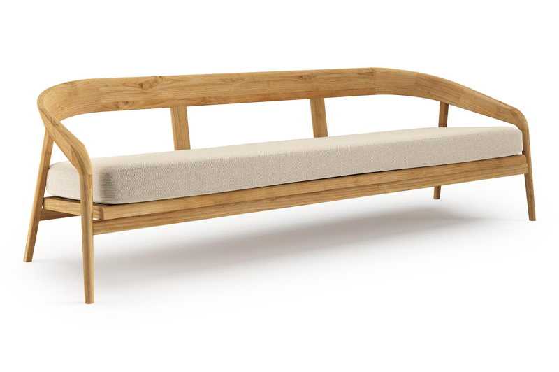 Lacrima loungebank in teak met althea chalk all weather Cosytica kussen