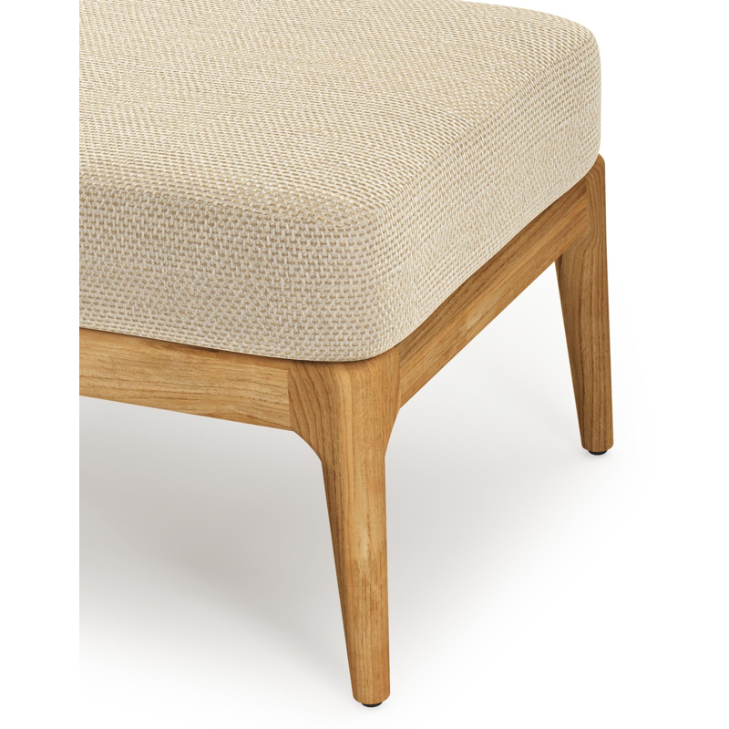 Orso poef in teak met Althea Camel all weather cosytica kussen